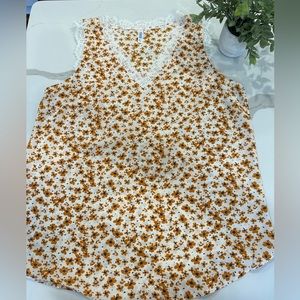 Viishow orange floral lace tank blouse